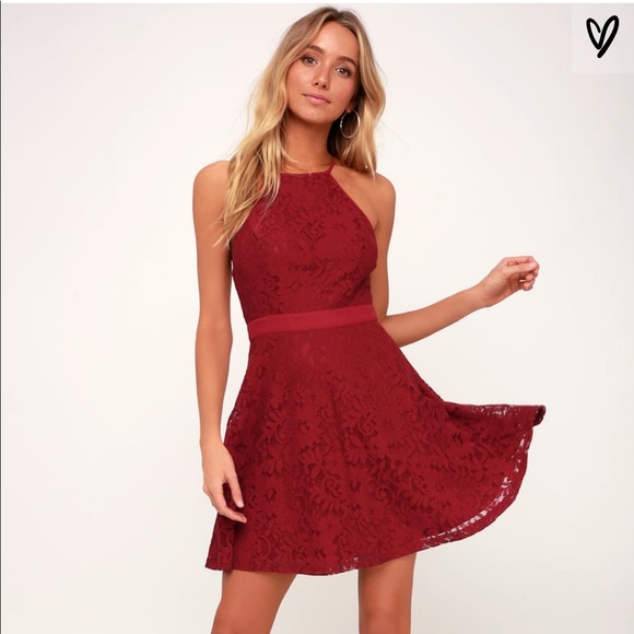 Lulus Dresses & Skirts - 🆕 Lulus Red Lace Skater Dress
